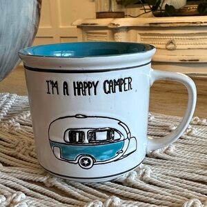 Happy Camper White and Blue Mug 3D oversized I heart it RV gift camping EIC